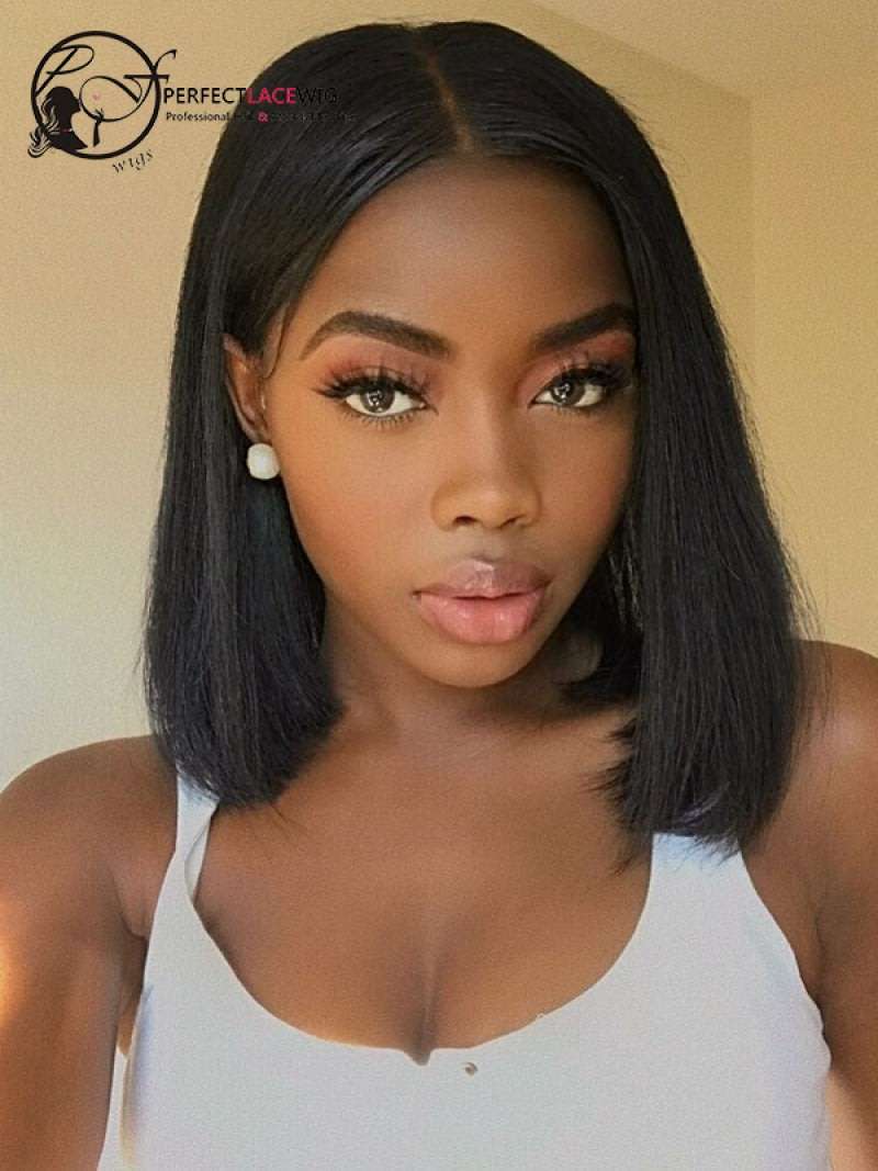 8'' (Grade 10A)Brazilian Virgin Straight Bob Wig Black