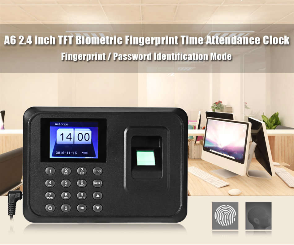 Biometric Touch ID Time Clock Recorder Password Fingerprint Attendance Machine