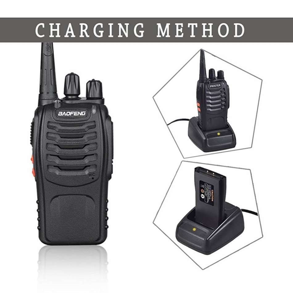 2 x Two way radio BF-888S walkie-talkie outdoor communication equipment With Original Earpiece