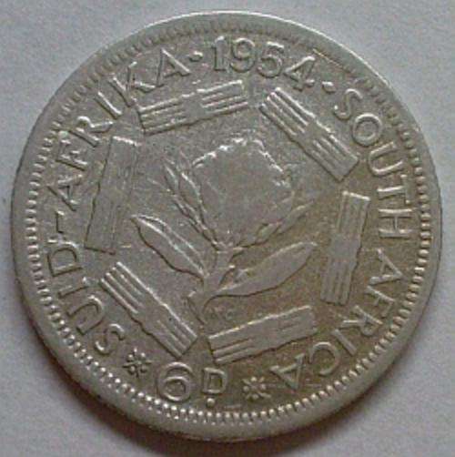 1954 SILVER SIXPENCE