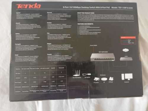 Tenda 9 Port with 8 Port PoE 58W Desktop Switch