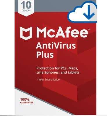 McAfee AntiVirus Plus 2019, 10 Multi-Devices PC,MAC,ANDROID,IPHONE 1 Year DOWNLOAD