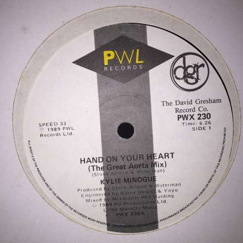 Kylie Minogue - Hand On Your Heart (12", Maxi-Single) Vinyl Record