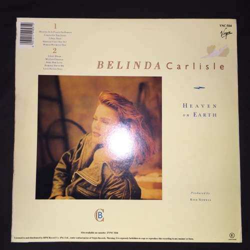 Belinda Carlisle - Heaven On Earth (LP) Vinyl Record (2nd Album)
