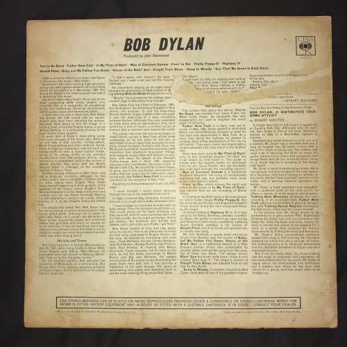 Bob Dylan - Bob Dylan (LP) Vinyl Record (1st Album)