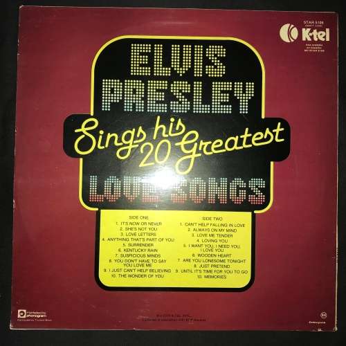 Elvis Presley - Elvis Presley Sings His 20 Greatest Love Songs (LP) Vinyl Record