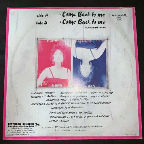 Morgana - Come Back To Me (12") 45 RPM Vinyl Record