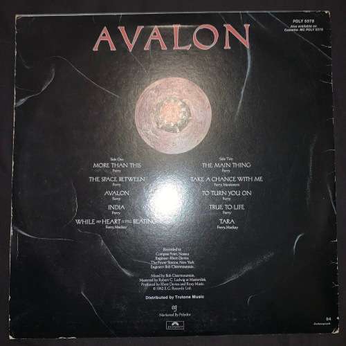 Roxy Music - Avalon (LP) Vinyl Record (8th & Final Album)