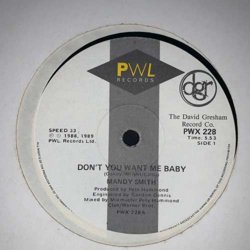 Mandy Smith - Don't You Want Me Baby (12", Single) 33RPM Vinyl Record