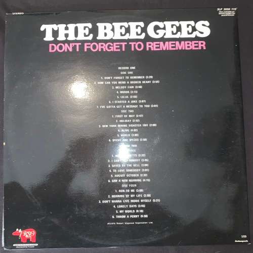 Bee Gees - Don't Forget To Remember (Greatest Hits) (LP) Vinyl Record DOUBLE ALBUM