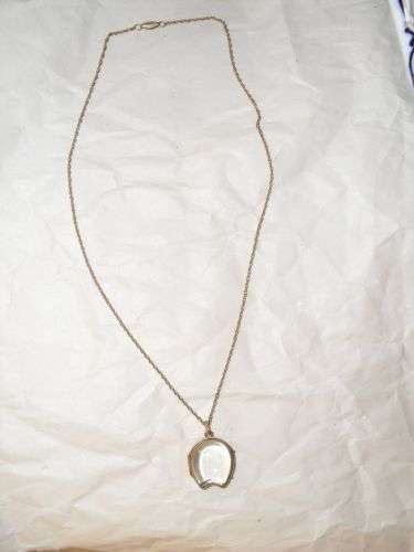 Beautiful Unusual Rose Gold Necklace with Convex Glass Locket.