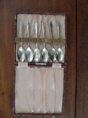 Six Matching Apostilles Teaspoons. Made in England. Stainless Nickel.