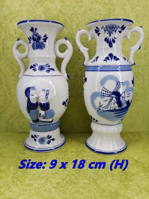 Set of White and Blue Vases