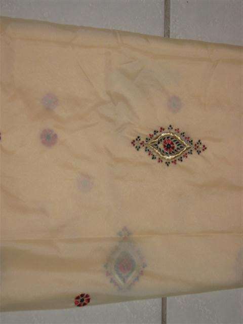 Sari - Cream with Gold Embroidery.