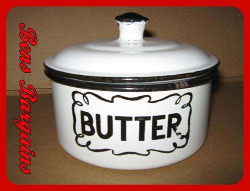 Collectable White  Enamel Butter Dish.