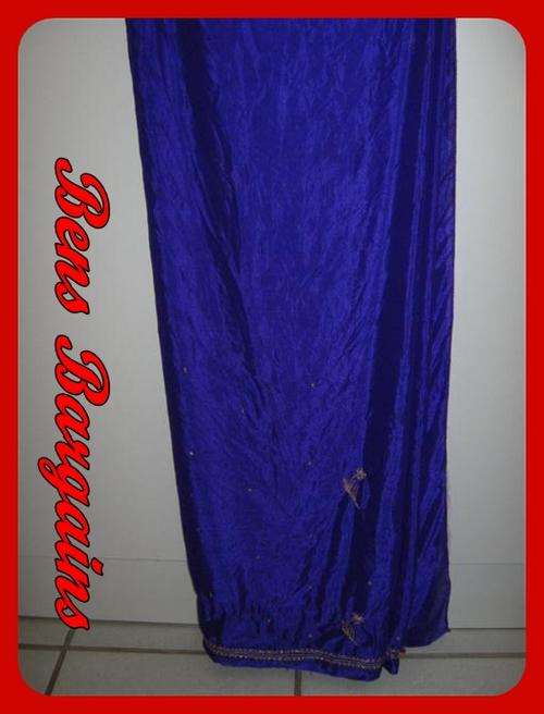 Sari - Purple with Gold Flowers and Sequince.