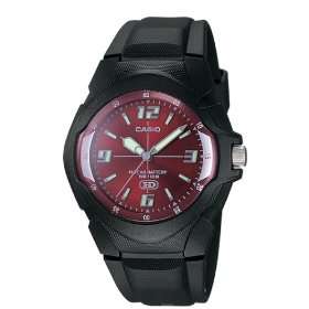 **Men's Casio -10-Year Battery- Analog Resin Watch Red Face .....BRAND NEW!!**