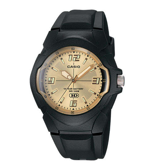 **Men's Casio -10-Year Battery- Analog Resin Watch Gold Face .....BRAND NEW!!**