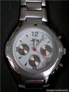 Genuine JEEP Chronograph Alpine White and Silver Men's Watch & Original JEEP TIN