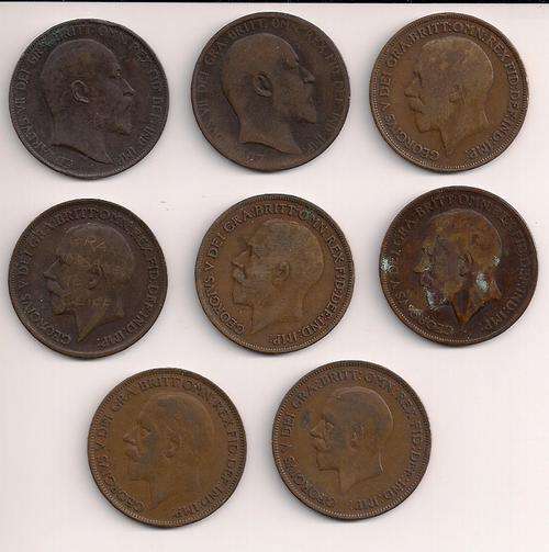 Great Britain - Edward Vll and George V Pennies 1902-1929