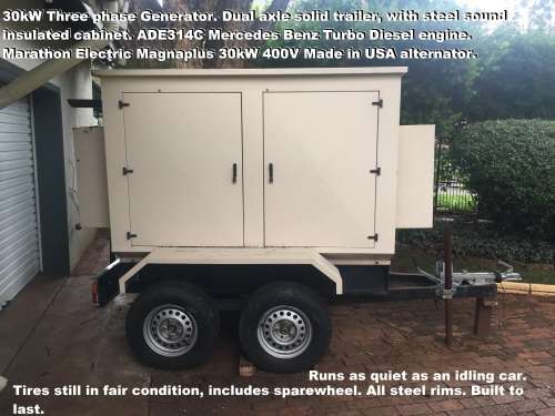 30kW Three Phase Mercedes Benz Turbo Diesel ADE214C/Magnaplus Generator on Trailer