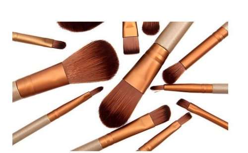 12 Piece Metallic Cosmetic Brush Set