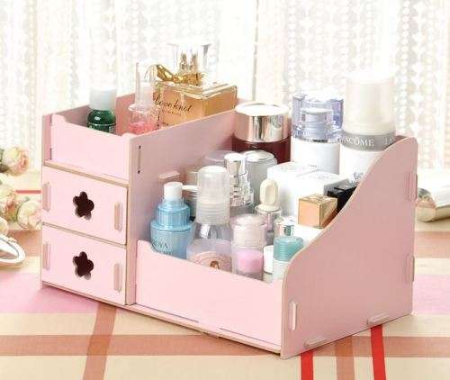 Cosmetic Wooden Makeup Organiser - White, Blue, Pink or Floral Colours