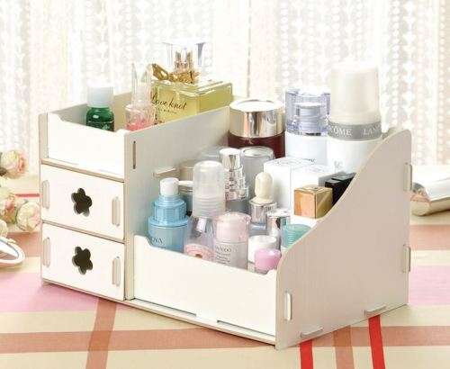 Cosmetic Wooden Makeup Organiser - White, Blue, Pink or Floral Colours
