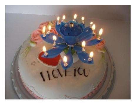 Musical Flower Rotating Birthday Candles - Multi Color