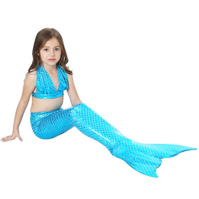 Girl's 3 Pieces Mermaid Tail Swimsuit Hot pink-JP18 - JP19