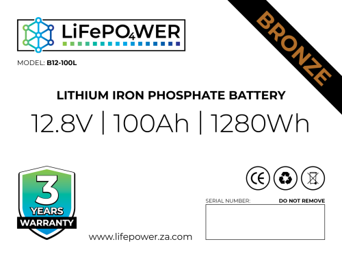 LifePo4 LITHIUM IRON PHOSPHATE BATTERY 12V | 100Ah | 1280Wh