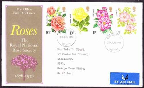 Great Britain QEII - 1976 - FDC - Royal National Rose Society, Centenary
