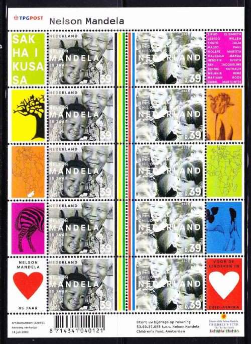 Netherlands - 2003 - Nelson Mandela 85th Birthday and Nelson Mandela Children's Fund