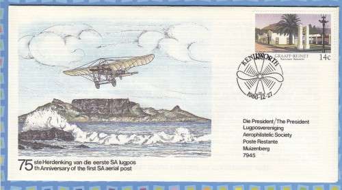 South Africa RSA - 1986 - 75th Anniversary of the First SA Aerial Post