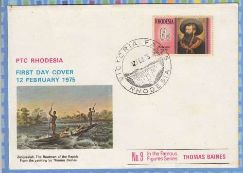 Rhodesia  1975  FDC Thomas Baines Famous Rhodesians