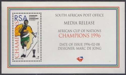 South Africa RSA - 1996 - MEDIA RELEASE - African Cup of Nations Champions