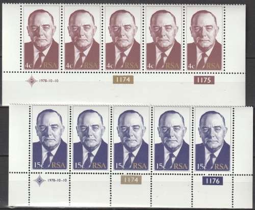 South Africa RSA - 1978 - President BJ Vorster - Control Strips
