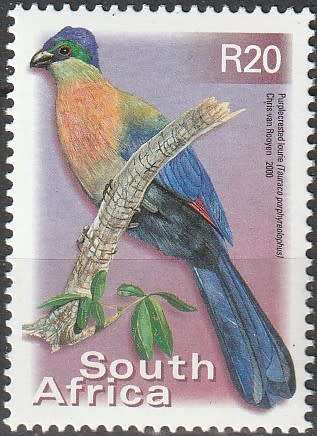 South Africa RSA - 2000 - 7th Definitive - Purple-crested turaco Lourie