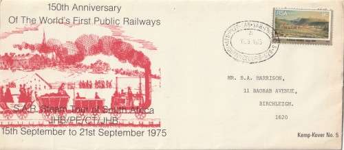 South Africa RSA - 1975 - South African Railways 150th Anniversary Public JHB-PE-CT-JHB Steam Tour