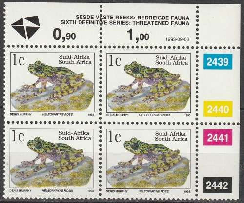 South Africa RSA - 1993 - Sixth 6th Definitive Endangered Fauna - 1c Table Mountain Ghost Frog