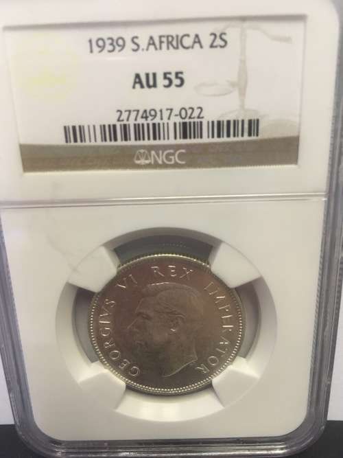 1939 2 Shillings NGC AU55