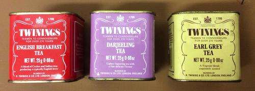 3 vintage twinings tins (5x5cm each)