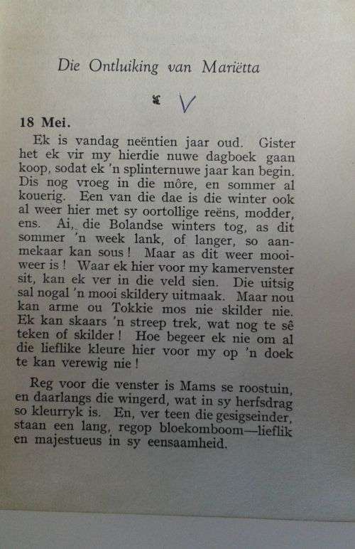 Die ontluiking van Marietta deur Marguerite Krige-Esterhuysen