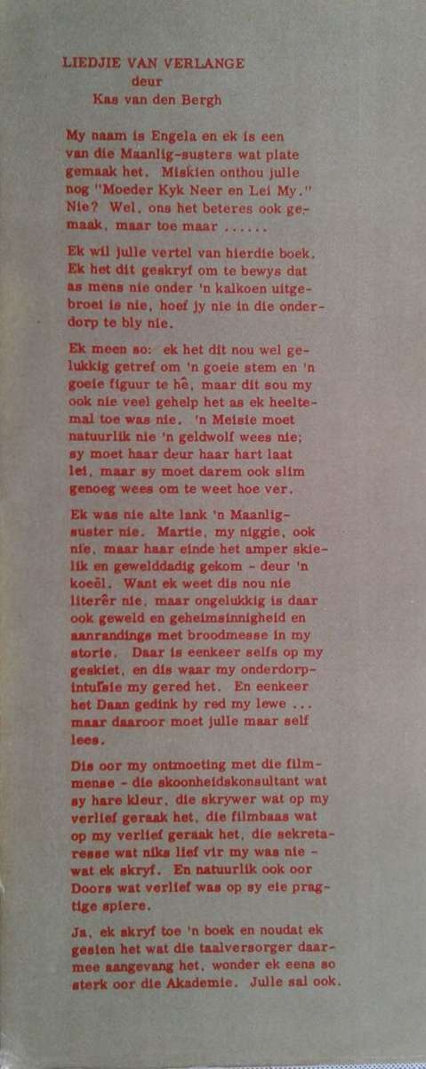 Liedjie van verlange deur Kas van den Bergh