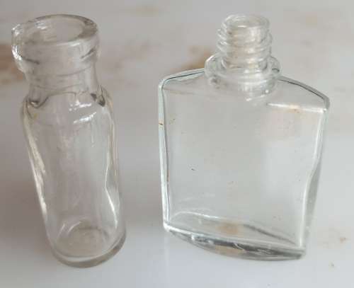 2 x Small glass bottles - Printer tray ornament