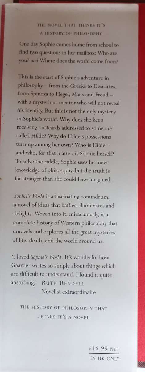 Sophie`s world by Jostein Gaarder