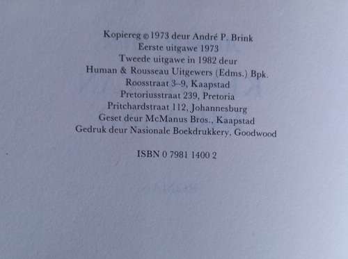 Kennis van die aand deur Andre P Brink