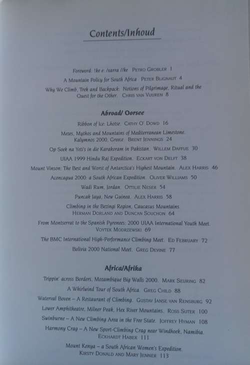 The journal of the mountain club of South Africa - 2000