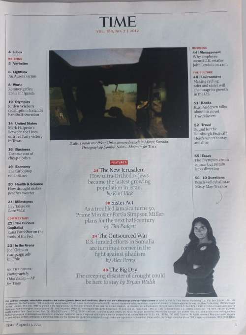Time magazine August 13, 2012