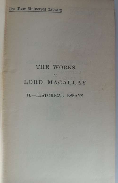 Historical essays by Lord Macaulay